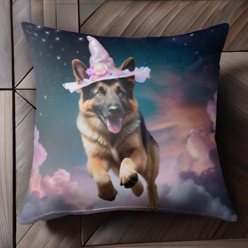 魔法の帽子 ジャーマンシェパード 星空 雲 ピンクの帽子 ファンタジー クッションカバー 45×45cm アニマル柄 おしゃれ 可愛い クッション本体付き 正方形 犬ファン 魔法の帽子 ジャーマンシェパード 星空 雲 ピンクの帽子 ファンタジー クッションカバー 45×45cm アニマル柄 おしゃれ 可愛い クッション本体付き 正方形 犬ファン