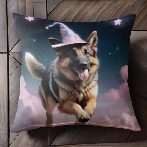 星 ジャーマンシェパード 雲 魔法の帽子 夜空 クッションカバー 45×45cm アニマル柄 おしゃれ 可愛い クッション本体付き 正方形 犬ファン 星 ジャーマンシェパード 雲 魔法の帽子 夜空 クッションカバー 45×45cm アニマル柄 おしゃれ 可愛い クッション本体付き 正方形 犬ファン