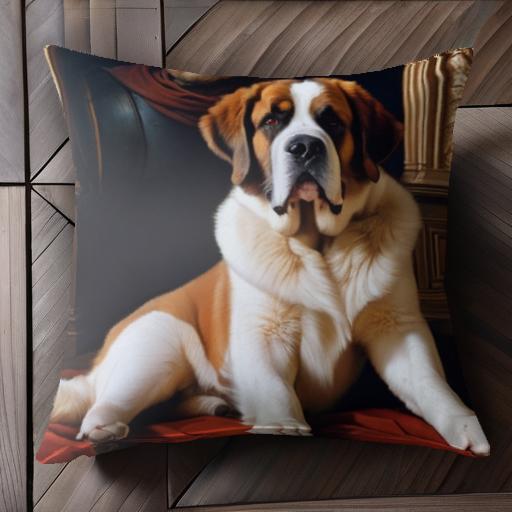肖像画 セントバーナード 絨毯 クッションカバー 45×45cm アニマル柄 おしゃれ 可愛い クッション本体..
