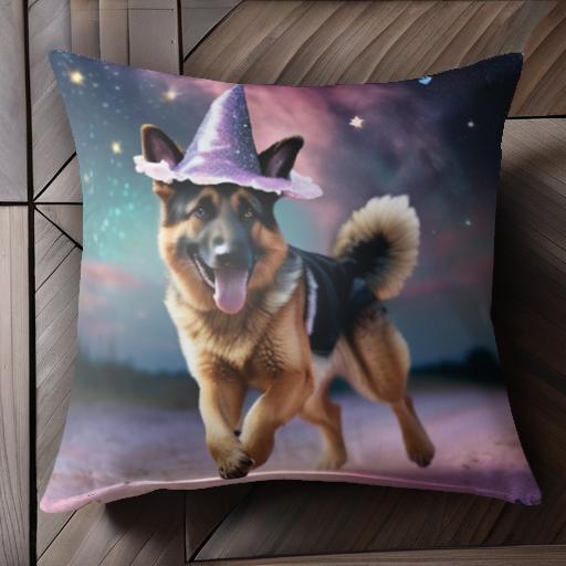 星 ジャーマンシェパード 魔法の帽子 夜空 クッションカバー 45×45cm アニマル柄 おしゃれ 可愛い クッション本体付き 正方形 犬ファン 星 ジャーマンシェパード 魔法の帽子 夜空 クッションカバー 45×45cm アニマル柄 おしゃれ 可愛い クッション本体付き 正方形 犬ファン