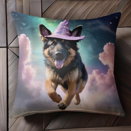 魔法の帽子 ジャーマンシェパード 星空 雲 ファンタジー クッションカバー 45×45cm アニマル柄 おしゃ..