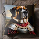 鎧 セントバーナード 古典的な風景 窓 クッションカバー 45×45cm アニマル柄 おしゃれ 可愛い クッション本体付き 正方形 犬ファン