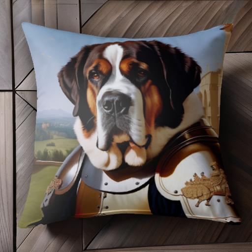 鎧 セントバーナード 城 風景 中世 クッションカバー 45×45cm アニマル柄 おしゃれ 可愛い クッション..