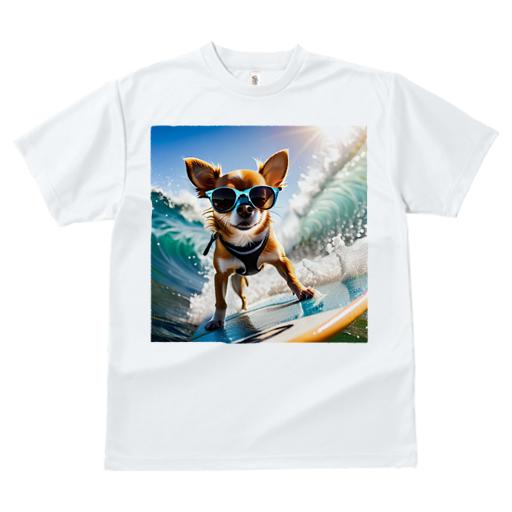 Tシャツ レディース 犬ファン 半袖 春夏 犬柄 プリント カジュアル かわいい 人間用 フィットネス ダンス サングラス チワワ サーフィン 波 ビーチ 太陽