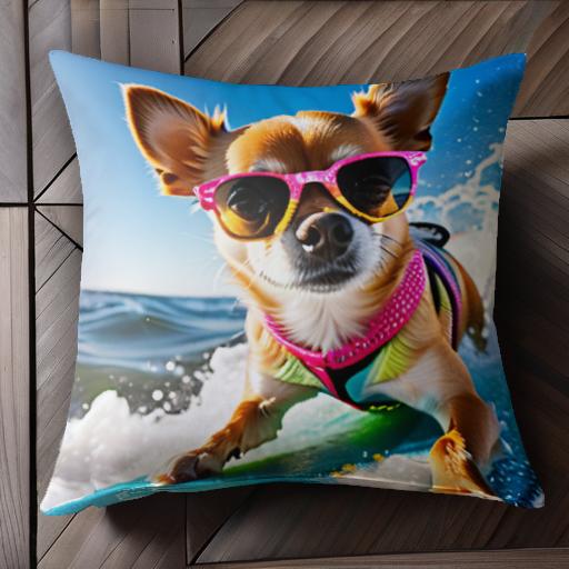 サングラス チワワ サーフィン 海 ウェットスーツ クッションカバー 45×45cm アニマル柄 おしゃれ 可愛..