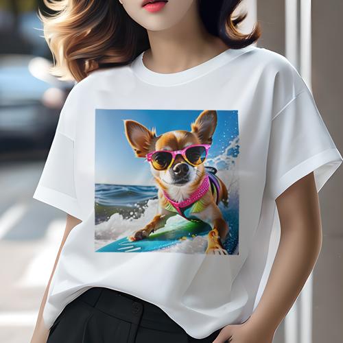 Tシャツ レディース 犬ファン 半袖 春夏 犬柄 プリント カジュアル かわいい 人間用 フィットネス ダン..