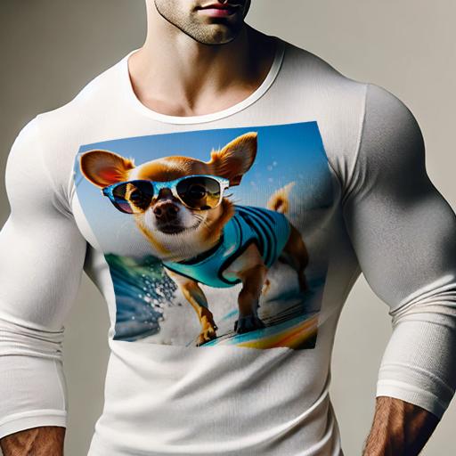 長袖Tシャツ 人間用 メンズ 秋春夏 プリント レジャー アウトドア カジュアル かわいい 犬ファン サングラス チワワ サーフィン 海 波 スポーツ