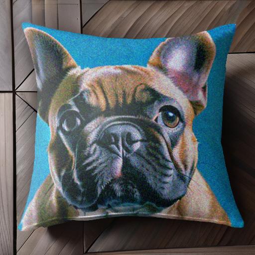 青 フレンチブルドッグ 背景 犬 かわいい クッションカバー 45×45cm アニマル柄 おしゃれ 可愛い クッ..