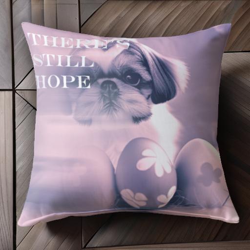 イースターエッグ シーズー 希望 メッセージ クッションカバー 45×45cm アニマル柄 おしゃれ 可愛い クッション本体付き 正方形 犬ファン