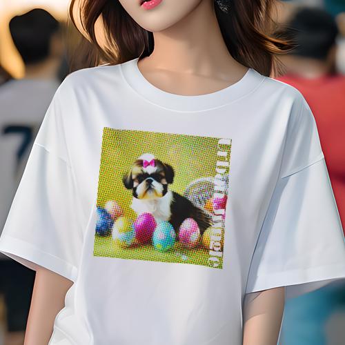 Tシャツ レディース 犬ファン 半袖 春夏 犬柄 プリント カジュアル かわいい 人間用 フィットネス ダン..
