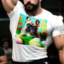 Tシャツ メンズ キッズ 犬ファン 半袖 春夏 犬柄 プリント カジュアル かわいい 人間用 フィットネス ダンス 花 フレンチブルドッグ たまご 芝生