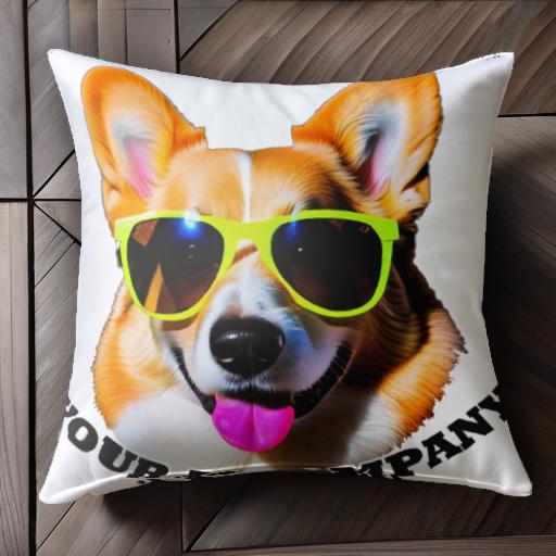 サングラス ウェルシュコーギー 舌を出している 楽しい カラフル クッションカバー 45×45cm アニマル柄..