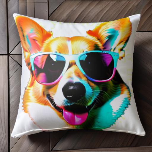 サングラス ウェルシュコーギー カラフル 舌を出している クッションカバー 45×45cm アニマル柄 おしゃ..