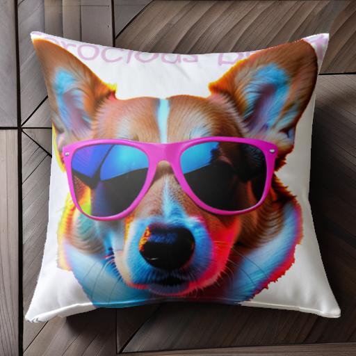 サングラス コーギー カラフル クール ファッショナブル クッションカバー 45×45cm アニマル柄 おしゃれ 可愛い クッション本体付き 正方形 犬ファン