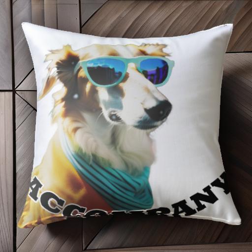 サングラス ボーダーコリー スカーフ 文字 クッションカバー 45×45cm アニマル柄 おしゃれ 可愛い クッ..