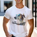 Tシャツ メンズ キッズ 犬ファン 半袖 春夏 犬柄 プリント カジュアル かわいい 人間用 フィットネス ダンス サングラス ボーダーコリー 喜び 夏 ラフィング