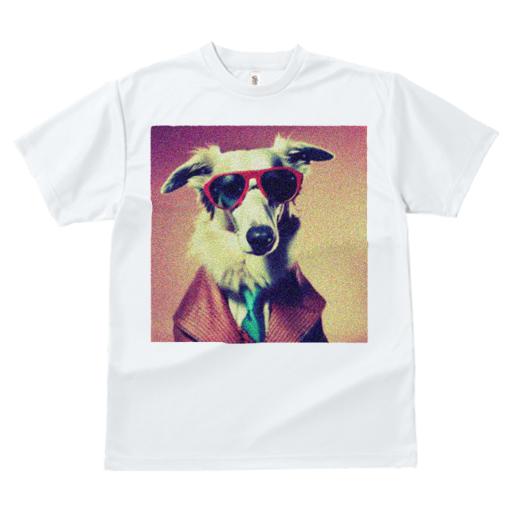 Tシャツ レディース 犬ファン 半袖 春夏 犬柄 プリント カジュアル かわいい 人間用 フィットネス ダンス サングラス ボルゾイ スーツ ネクタイ レトロ