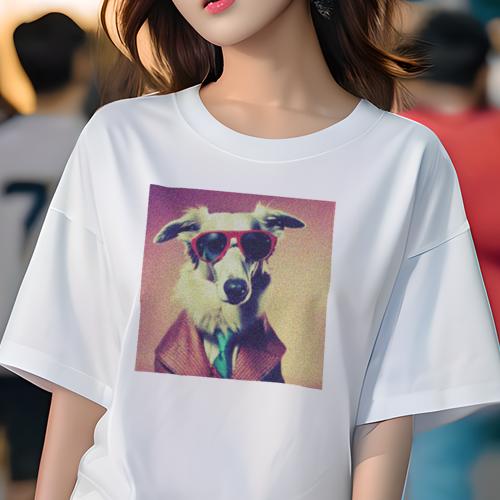 Tシャツ レディース 犬ファン 半袖 春夏 犬柄 プリント カジュアル かわいい 人間用 フィットネス ダンス サングラス ボルゾイ スーツ ネクタイ レトロ Tシャツ レディース 犬ファン 半袖 春夏 犬柄 プリント カジュアル かわいい 人間用 フィットネス ダンス サングラス ボルゾイ スーツ ネクタイ レトロ