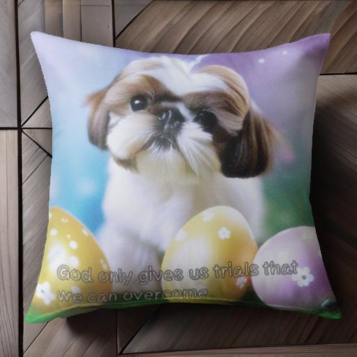 イースターエッグ シーズー カラフル 春 クッションカバー 45×45cm アニマル柄 おしゃれ 可愛い クッション本体付き 正方形 犬ファン イースターエッグ シーズー カラフル 春 クッションカバー 45×45cm アニマル柄 おしゃれ 可愛い クッション本体付き 正方形 犬ファン