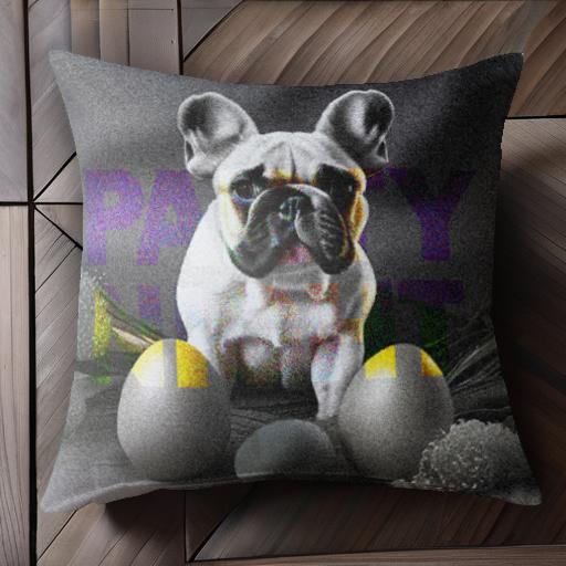 卵 ブルドッグ 観葉植物 Party Night（パーティーナイト） クッションカバー 45×45cm アニマル柄 おし..