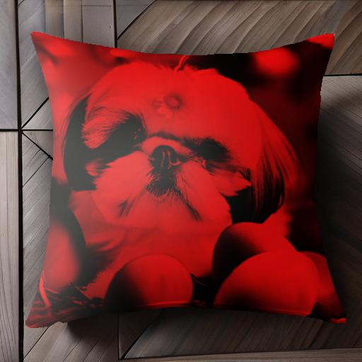 卵 シーズー 花 クッションカバー 45×45cm アニマル柄 おしゃれ 可愛い クッション本体付き 正方形 犬..