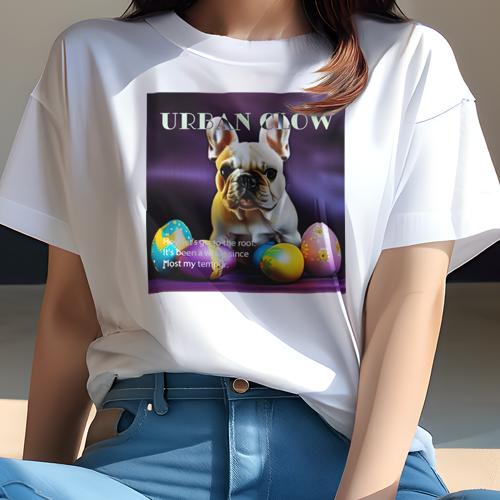 Tシャツ レディース 犬ファン 半袖 春夏 犬柄 プリント カジュアル かわいい 人間用 フィットネス ダンス カラフルな卵 フレンチブルドッグ 紫の背景 Tシャツ レディース 犬ファン 半袖 春夏 犬柄 プリント カジュアル かわいい 人間用 フィットネス ダンス カラフルな卵 フレンチブルドッグ 紫の背景