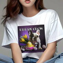 Tシャツ レディース 犬ファン 半袖 春夏 犬柄 プリント カジュアル かわいい 人間用 フィットネス ダンス チューリップ フレンチブルドッグ イースターエッグ