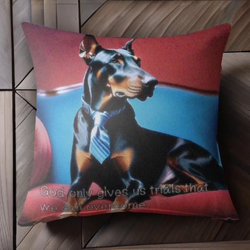 ネクタイ ドーベルマン ソファ 赤 青 クッションカバー 45×45cm アニマル柄 おしゃれ 可愛い クッショ..