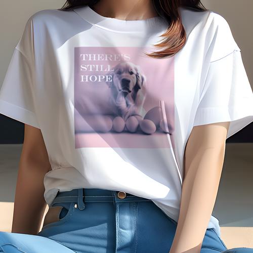 Tシャツ レディース 犬ファン 半袖 春夏 犬柄 プリント カジュアル かわいい 人間用 フィットネス ダンス 卵 ゴールデンレトリバー 希望 犬(4)