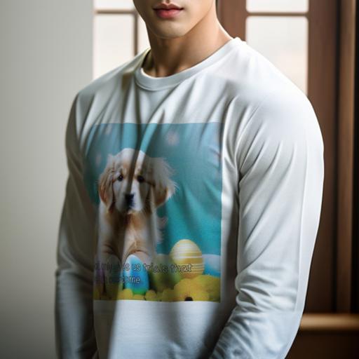 長袖Tシャツ 人間用 メンズ 秋春夏 プリント レジャー アウトドア カジュアル かわいい 犬ファン 卵 ゴールデンレトリバー 青い背景