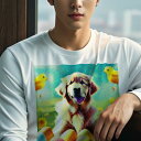 長袖Tシャツ 人間用 メンズ 秋春夏 プリント レジャー アウトドア カジュアル かわいい 犬ファン ひよこ ゴールデンレトリバー 卵 花