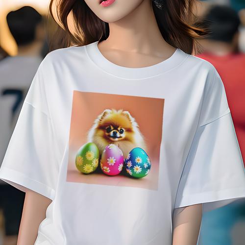 Tシャツ レディース 犬ファン 半袖 春夏 犬柄 プリント カジュアル かわいい 人間用 フィットネス ダンス イースターエッグ ポメラニアン 花柄の卵 カラフル かわいい 犬 Tシャツ レディース 犬ファン 半袖 春夏 犬柄 プリント カジュアル かわいい 人間用 フィットネス ダンス イースターエッグ ポメラニアン 花柄の卵 カラフル かわいい 犬