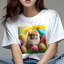 Tシャツ レディース 犬ファン 半袖 春夏 犬柄 プリント カジュアル かわいい 人間用 フィットネス ダンス カラフルな卵 ポメラニアン 日向 芝生 3,900円