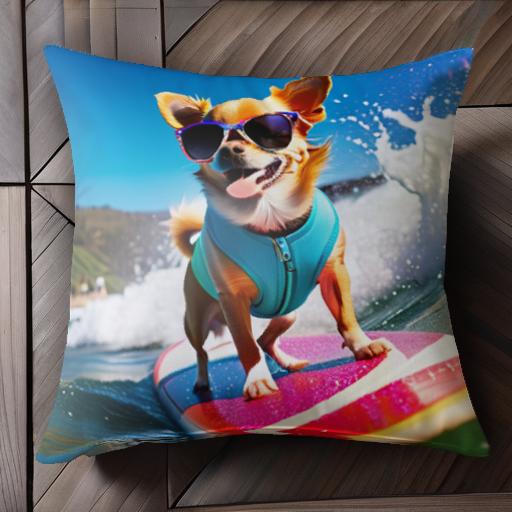 サーフィン チワワ サングラス 海 波 サーフボード クッションカバー 45×45cm アニマル柄 おしゃれ 可..