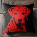赤 ダルメシアン 黒 犬 アート クッションカバー 45×45cm アニマル柄 おしゃれ 可愛い クッション本体付き 正方形 犬ファン