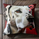 赤い背景 ダルメシアン クエスチョンマーク クッションカバー 45×45cm アニマル柄 おしゃれ 可愛い クッション本体付き 正方形 犬ファン