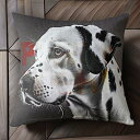 モノクロ ダルメシアン ドット 芸術 横顔 クッションカバー 45×45cm アニマル柄 おしゃれ 可愛い クッション本体付き 正方形 犬ファン