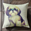 サングラス シーズー 犬 クッションカバー 45×45cm アニマル柄 おしゃれ 可愛い クッション本体付き 正方形 犬ファン
