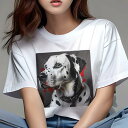 Tシャツ レディース 犬ファン 半袖 春夏 犬柄 プリント カジュアル かわいい 人間用 フィットネス ダンス ダルメシアン(4)