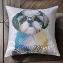 サングラス シーズー 虹色 カラフル ファッション クールな犬 クッションカバー 45×45cm アニマル柄 おしゃれ 可愛い クッション本体付き 正方形 犬フ...