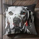 モノクロ ダルメシアン アート クール 犬の表情 ディテール クッションカバー 45×45cm アニマル柄 おしゃれ 可愛い クッション本体付き 正方形 犬ファ...