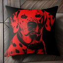 赤 ダルメシアン 黒 コントラスト クール 犬 クッションカバー 45×45cm アニマル柄 おしゃれ 可愛い クッション本体付き 正方形 犬ファン