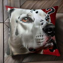 クエスチョンマーク ダルメシアン 赤い背景 クッションカバー 45×45cm アニマル柄 おしゃれ 可愛い クッション本体付き 正方形 犬ファン