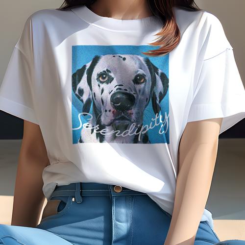 Tシャツ レディース 犬ファン 半袖 春夏 犬柄 プリント カジュアル かわいい 人間用 フィットネス ダンス 青い背景 ダルメシアン 犬(4)