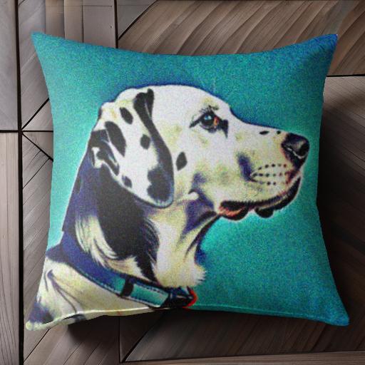 首輪 ダルメシアン 青 横向き ドット柄 クッションカバー 45×45cm アニマル柄 おしゃれ 可愛い クッシ..