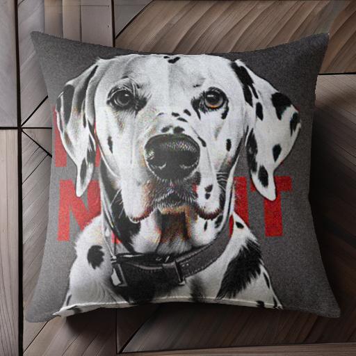 赤い文字 ダルメシアン モノクロ クッションカバー 45×45cm アニマル柄 おしゃれ 可愛い クッション本体付き 正方形 犬ファン