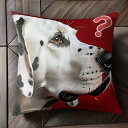 赤い背景 ダルメシアン クエスチョンマーク クール クッションカバー 45×45cm アニマル柄 おしゃれ 可愛い クッション本体付き 正方形 犬ファン