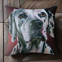 赤 ダルメシアン 背景 犬 クッションカバー 45×45cm アニマル柄 おしゃれ 可愛い クッション本体付き 正方形 犬ファン