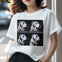 Tシャツ レディース 犬ファン 半袖 春夏 犬柄 プリント カジュアル かわいい 人間用 フィットネス ダンス 希望 ダルメシアン ポップアート 犬 白黒模様(4)