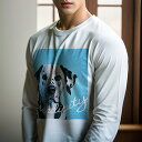 長袖Tシャツ 人間用 メンズ 秋春夏 プリント レジャー アウトドア カジュアル かわいい 犬ファン 青い背景 ダルメシアン セレンディピティの文字
